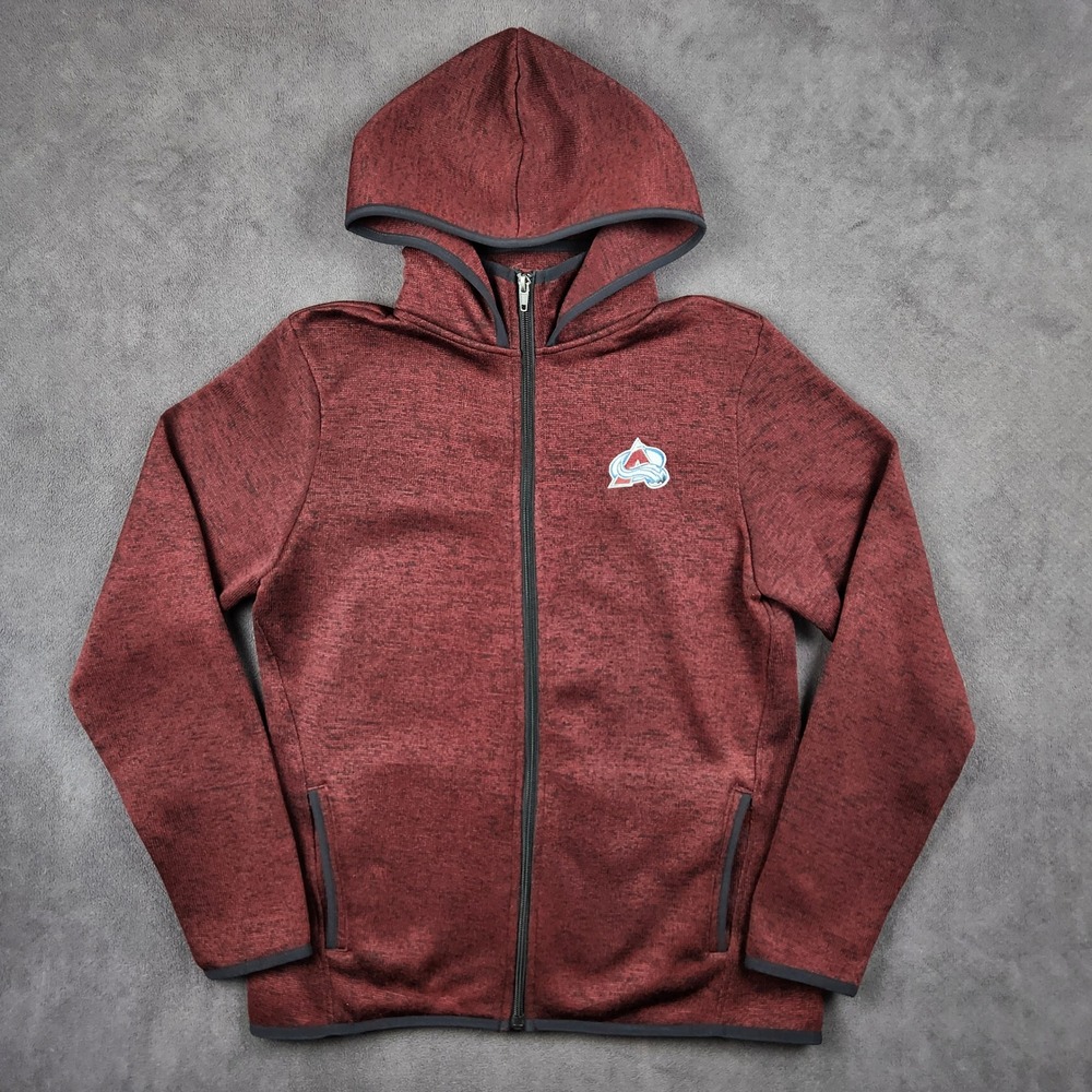 Colorado Avalanche NHL Hoodie Womens Large Heathered Burgundy Full‎ Zip Sweater